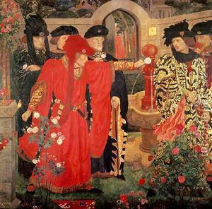 Henry Arthur Payne Plucking the Red and White Roses in the Old Temple Gardens china oil painting image